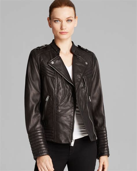 michael michael kors leather side strap moto jacket|Michael Kors black leather jacket.